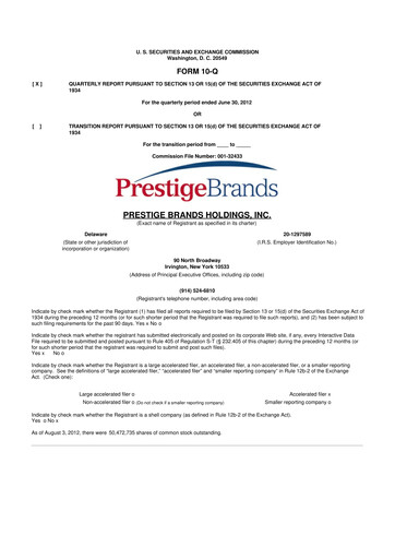 Thumbnail Prestige Consumer Healthcare 10-Q Quarterly Report FY2013 