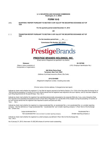Thumbnail Prestige Consumer Healthcare 10-Q Quarterly Report FY2013 