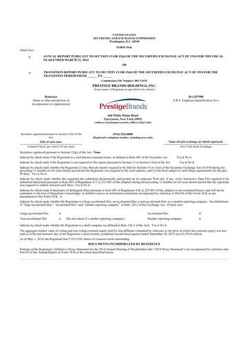 Thumbnail Prestige Consumer Healthcare 10-K Annual Report 2014
