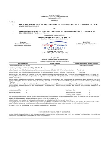 Thumbnail Prestige Consumer Healthcare 10-K Annual Report 2019