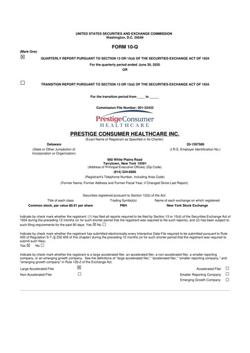 Thumbnail Prestige Consumer Healthcare 10-Q Quarterly Report FY2020 