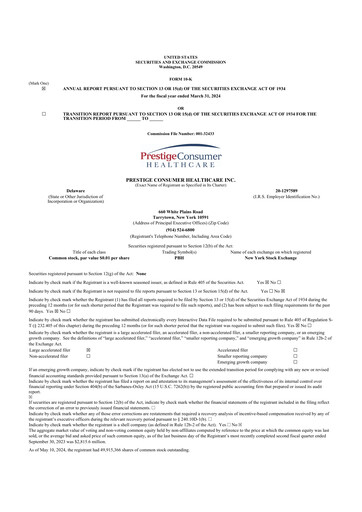 Thumbnail Prestige Consumer Healthcare 10-K Annual Report 2024