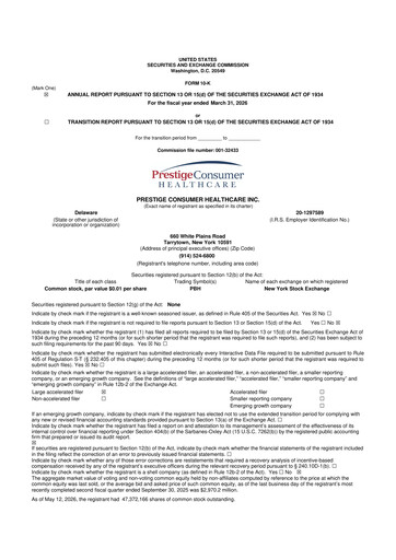 Thumbnail Prestige Consumer Healthcare 10-K Annual Report 