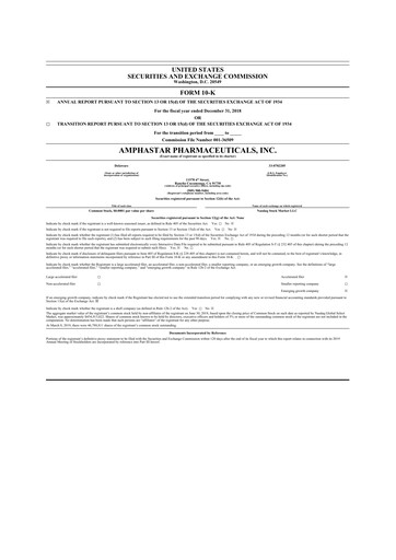 Thumbnail Amphastar Pharmaceuticals 10-K Annual Report 2018