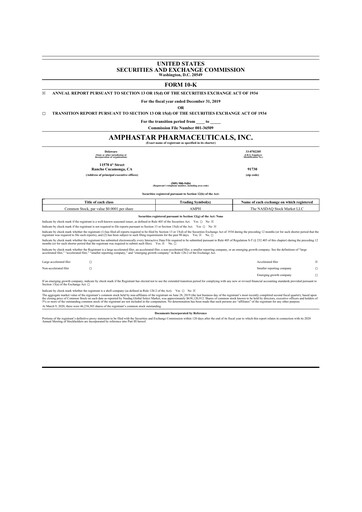 Thumbnail Amphastar Pharmaceuticals 10-K Annual Report 2019