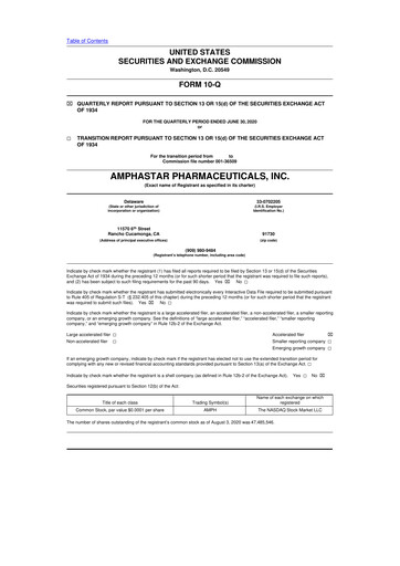 Thumbnail Amphastar Pharmaceuticals 10-Q Quarterly Report FY2020 