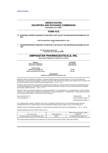 Thumbnail Amphastar Pharmaceuticals 10-Q Quarterly Report FY2021 