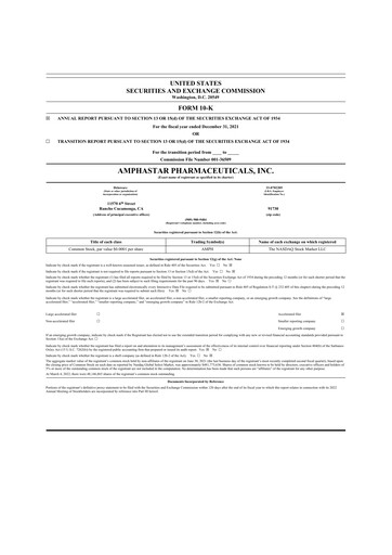 Thumbnail Amphastar Pharmaceuticals 10-K Annual Report 2021