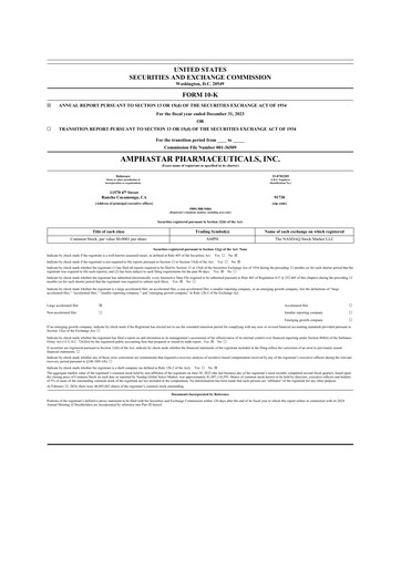 Thumbnail Amphastar Pharmaceuticals 10-K Annual Report 2023
