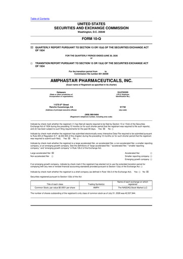 Thumbnail Amphastar Pharmaceuticals 10-Q Quarterly Report FY2026 