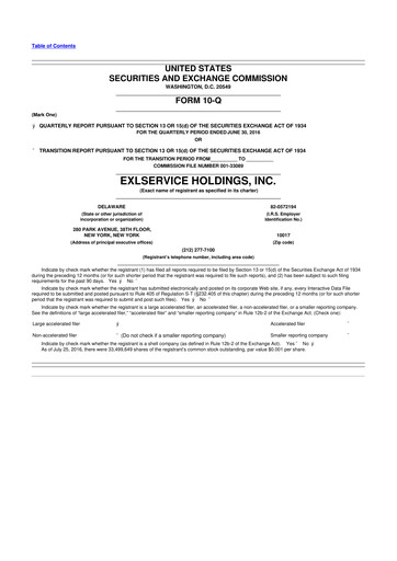 Miniature EXL Service
 10-Q Rapport trimestriel 2016 