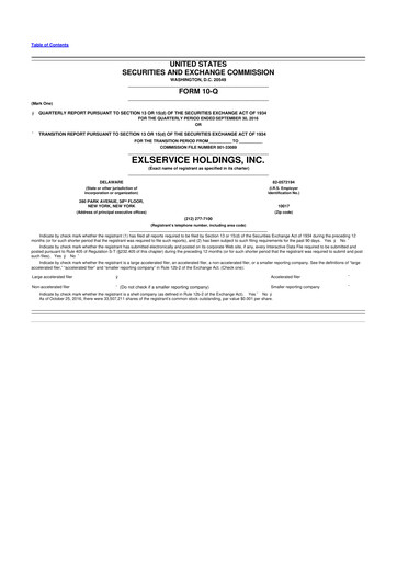 Miniature EXL Service
 10-Q Rapport trimestriel 2016 