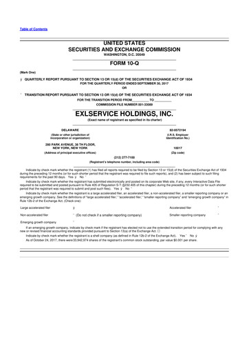 Miniature EXL Service
 10-Q Rapport trimestriel 2017 