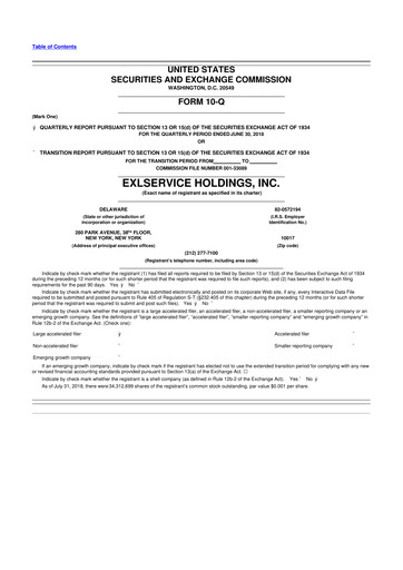 Miniature EXL Service
 10-Q Rapport trimestriel 2018 