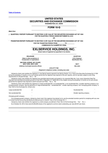Miniature EXL Service
 10-Q Rapport trimestriel 2018 