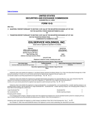 Miniature EXL Service
 10-Q Rapport trimestriel 2020 
