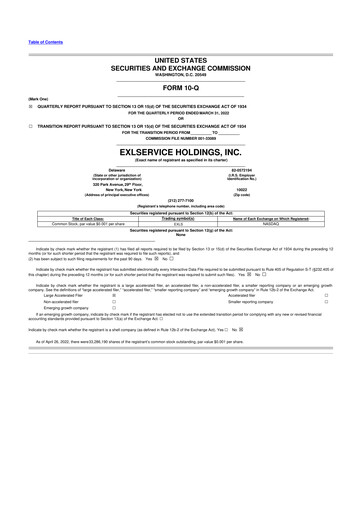 Miniature EXL Service
 10-Q Rapport trimestriel 2022 
