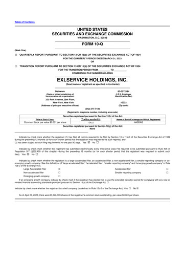 Miniature EXL Service
 10-Q Rapport trimestriel 2023 