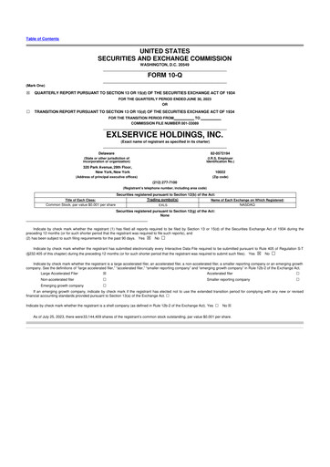 Miniature EXL Service
 10-Q Rapport trimestriel 2023 