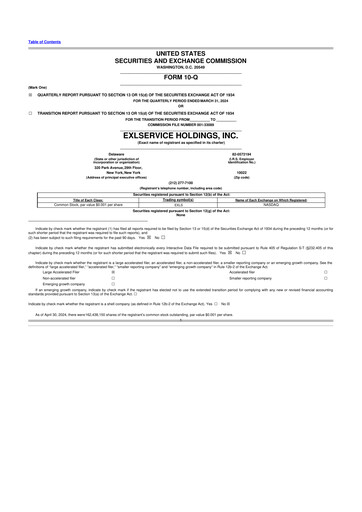 Miniature EXL Service
 10-Q Rapport trimestriel 2024 