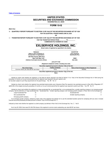 Miniature EXL Service
 10-Q Rapport trimestriel 2024 