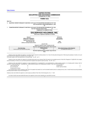 Miniature EXL Service
 10-Q Rapport trimestriel 2025 