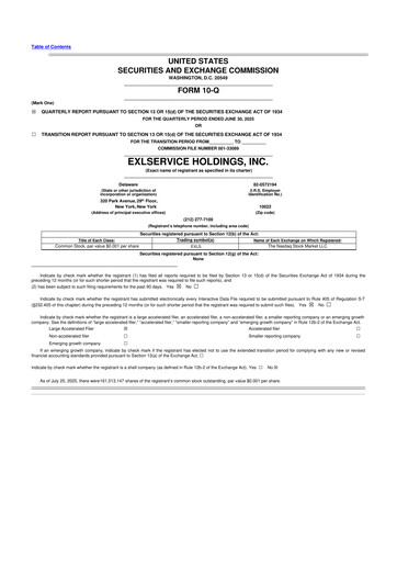 Miniature EXL Service
 10-Q Rapport trimestriel 2025 