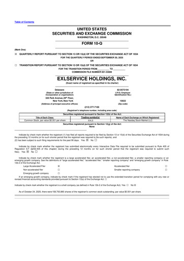 Miniature EXL Service
 10-Q Rapport trimestriel 2025 