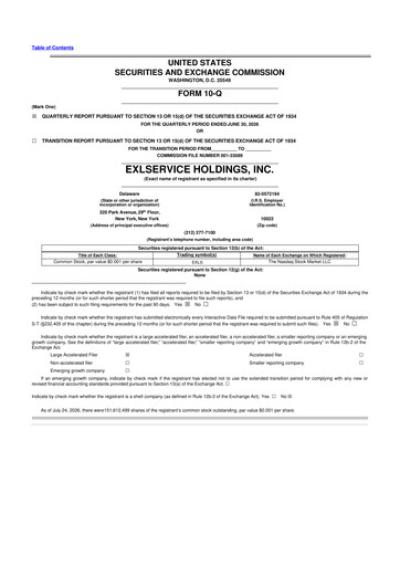 Miniature EXL Service
 10-Q Rapport trimestriel 2026 