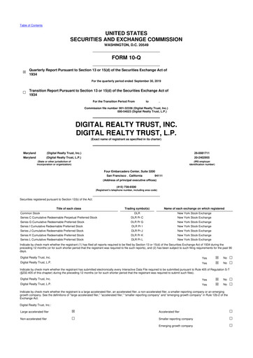 Vorschaubild Digital Realty 10-Q Quartalsbericht  