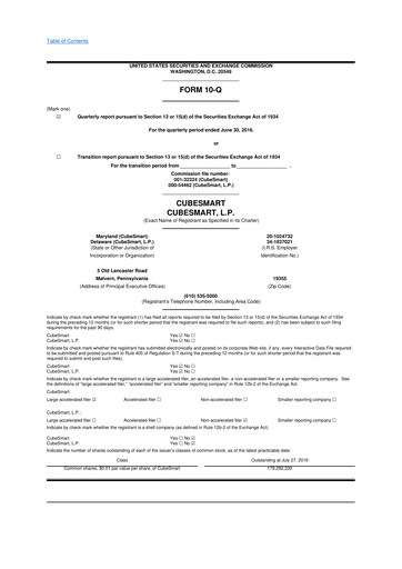 Thumbnail CubeSmart
 10-Q Quarterly Report FY2016 