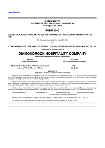 Vorschaubild Diamondrock Hospitality Company 10-Q Quartalsbericht 2016 
