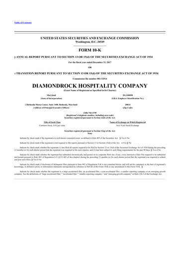 Thumbnail Diamondrock Hospitality Company 10-K Annual Report 2017