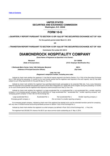 Vorschaubild Diamondrock Hospitality Company 10-Q Quartalsbericht 2018 
