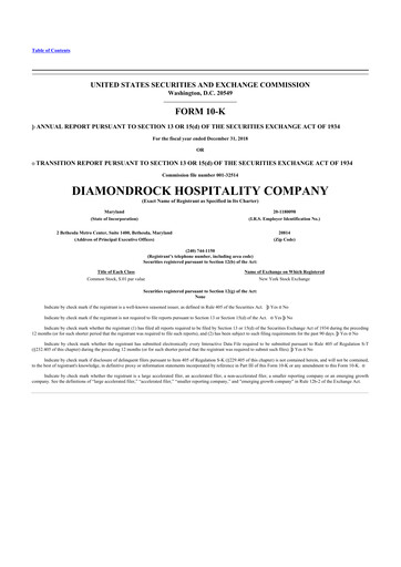 Thumbnail Diamondrock Hospitality Company 10-K Annual Report 2018