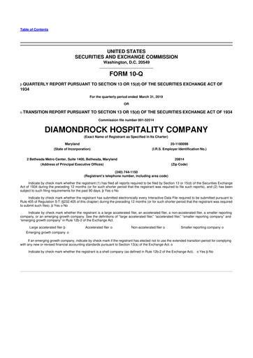 Vorschaubild Diamondrock Hospitality Company 10-Q Quartalsbericht 2019 