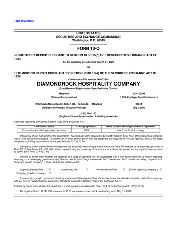 Vorschaubild Diamondrock Hospitality Company 10-Q Quartalsbericht 2020 