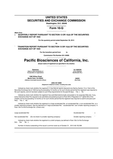 Thumbnail Pacific Biosciences
 10-Q Quarterly Report FY2013 