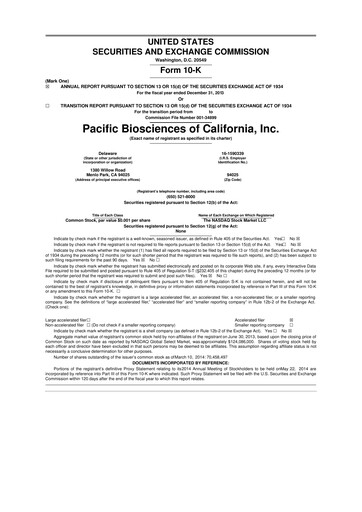 Thumbnail Pacific Biosciences
 10-K Annual Report 2013