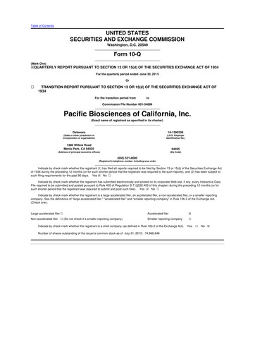 Thumbnail Pacific Biosciences
 10-Q Quarterly Report FY2015 