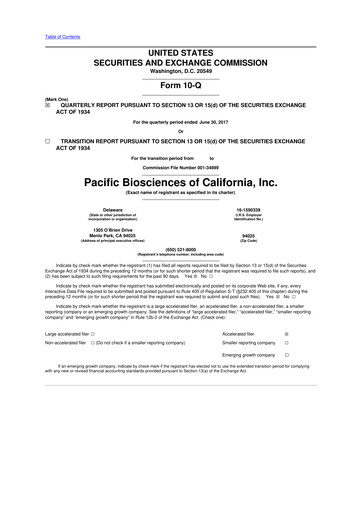 Thumbnail Pacific Biosciences
 10-Q Quarterly Report FY2017 