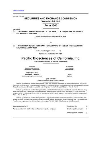 Thumbnail Pacific Biosciences
 10-Q Quarterly Report FY2018 