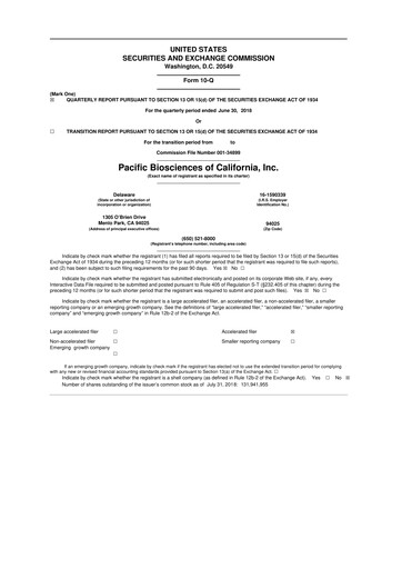 Thumbnail Pacific Biosciences
 10-Q Quarterly Report FY2018 