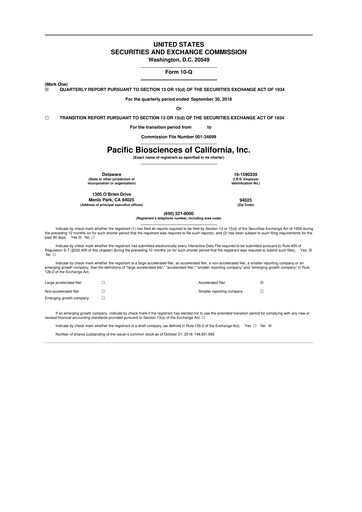 Thumbnail Pacific Biosciences
 10-Q Quarterly Report FY2018 