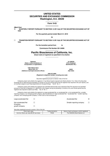 Thumbnail Pacific Biosciences
 10-Q Quarterly Report FY2019 