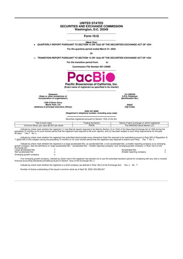 Thumbnail Pacific Biosciences
 10-Q Quarterly Report FY2022 