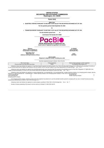 Thumbnail Pacific Biosciences
 10-Q Quarterly Report FY2022 