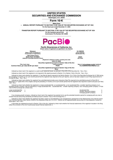 Thumbnail Pacific Biosciences
 10-K Annual Report 2022
