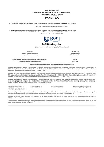 Thumbnail Axos Financial
 10-Q Quarterly Report FY2018 