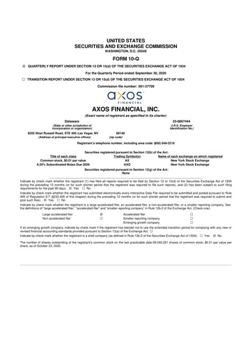 Thumbnail Axos Financial
 10-Q Quarterly Report FY2021 